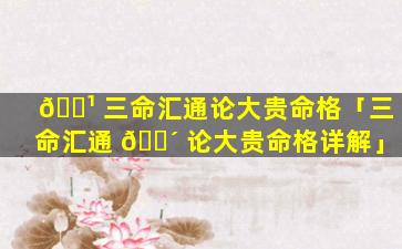 🌹 三命汇通论大贵命格「三命汇通 🌴 论大贵命格详解」